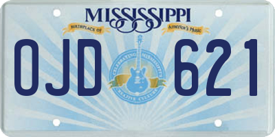 MS license plate OJD621