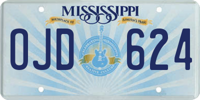 MS license plate OJD624