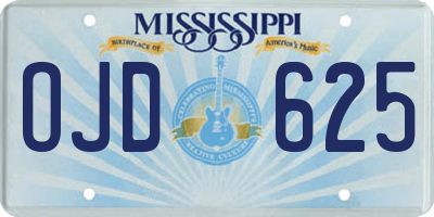 MS license plate OJD625