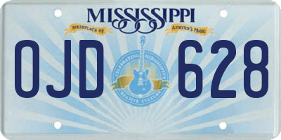 MS license plate OJD628