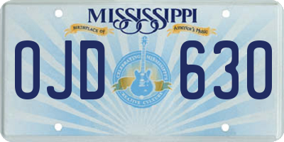 MS license plate OJD630