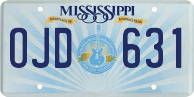 MS license plate OJD631