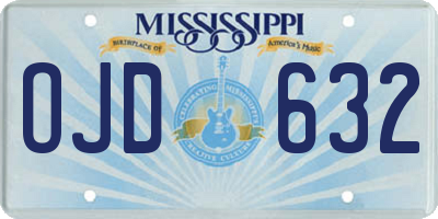 MS license plate OJD632