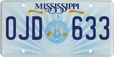 MS license plate OJD633