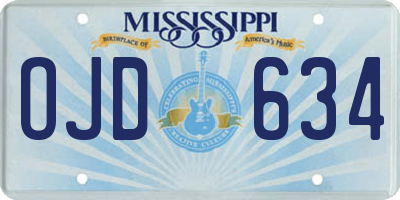 MS license plate OJD634