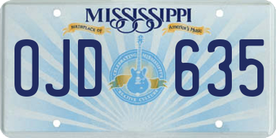 MS license plate OJD635
