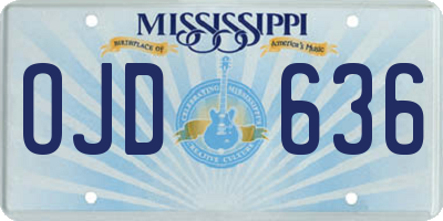 MS license plate OJD636