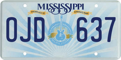 MS license plate OJD637