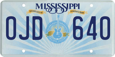 MS license plate OJD640