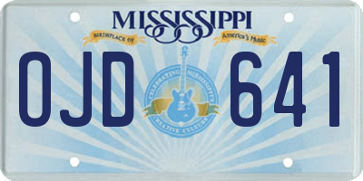 MS license plate OJD641