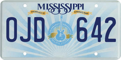 MS license plate OJD642