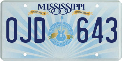 MS license plate OJD643