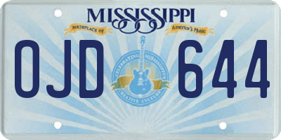 MS license plate OJD644
