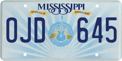 MS license plate OJD645