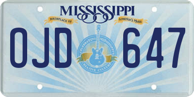 MS license plate OJD647
