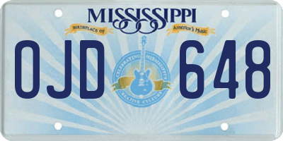 MS license plate OJD648