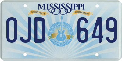 MS license plate OJD649