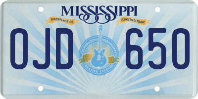 MS license plate OJD650