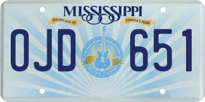 MS license plate OJD651