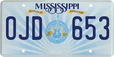 MS license plate OJD653