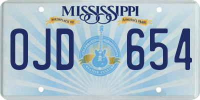 MS license plate OJD654
