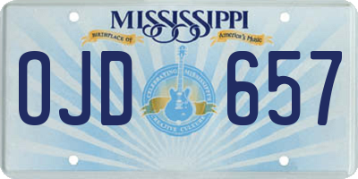 MS license plate OJD657