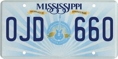 MS license plate OJD660