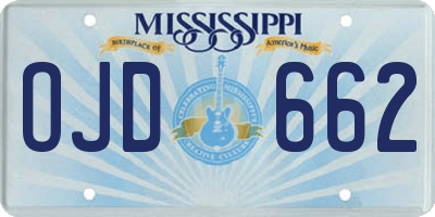 MS license plate OJD662