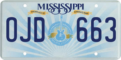 MS license plate OJD663