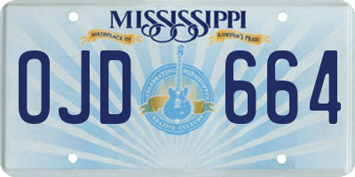 MS license plate OJD664