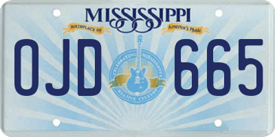 MS license plate OJD665