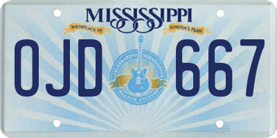 MS license plate OJD667