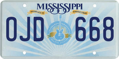 MS license plate OJD668