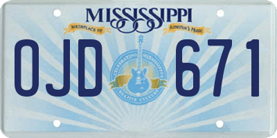 MS license plate OJD671