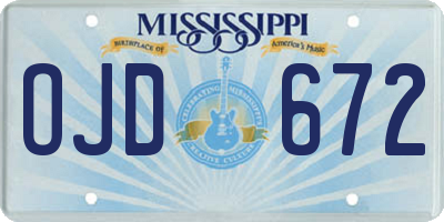 MS license plate OJD672