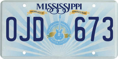 MS license plate OJD673