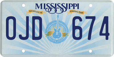 MS license plate OJD674