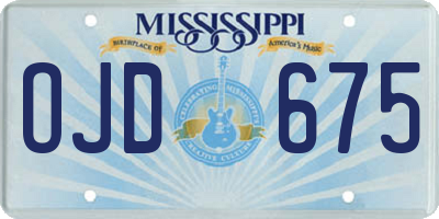 MS license plate OJD675
