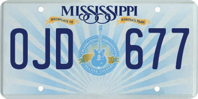 MS license plate OJD677