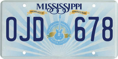 MS license plate OJD678