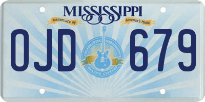 MS license plate OJD679