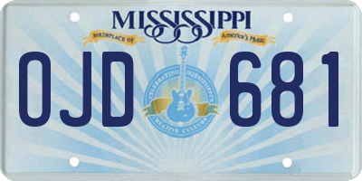 MS license plate OJD681