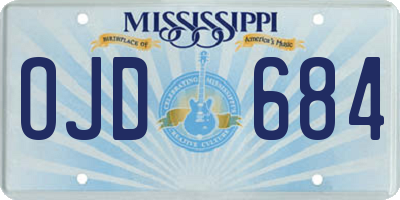 MS license plate OJD684