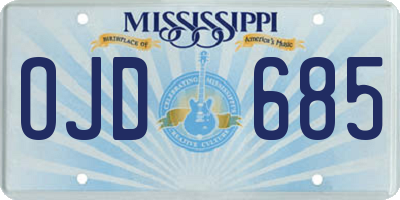 MS license plate OJD685