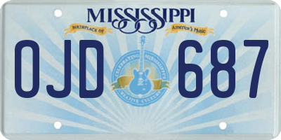 MS license plate OJD687