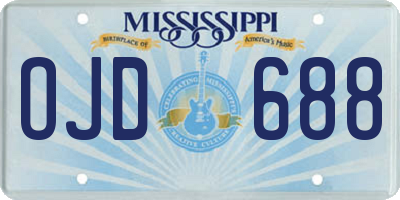 MS license plate OJD688