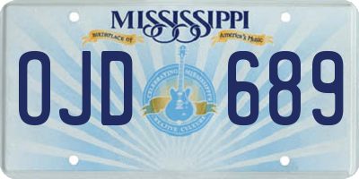 MS license plate OJD689
