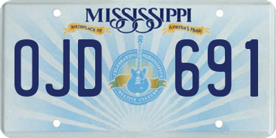 MS license plate OJD691