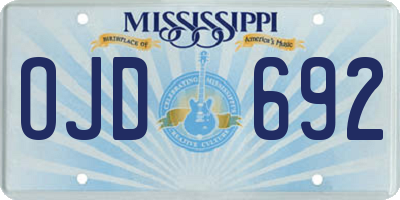 MS license plate OJD692