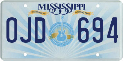 MS license plate OJD694